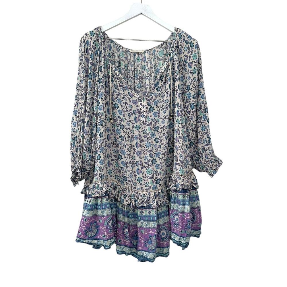 Spell & The Gypsy Flora Boho Mini Dress Purple Border XS